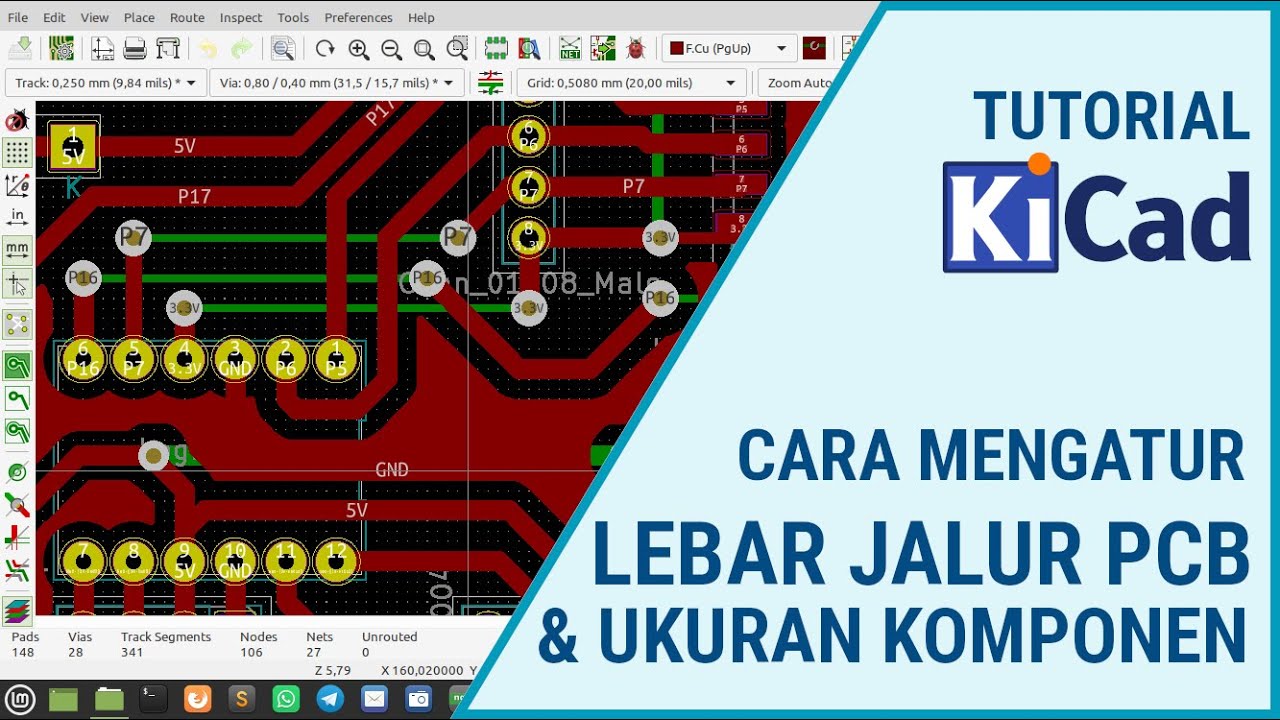 Belajar bikin PCB #2: Cara setting lebar jalur dan bentuk komponen di kiCAD